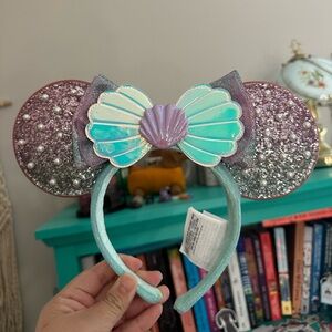Disney Glittery Seashell Minnie Ears - Purple and Aqua